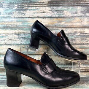 BeautiFeel Pumps Womens 10.5-11 Black Leather Apron Toe Dress Formal Heels Shoes